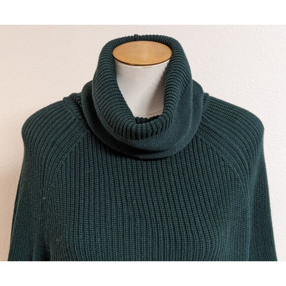 Women's Cabi # 3532 Cowl Pullover Forest Green Ruched Sleeve Sweater Size Small - Picture 4 of 13